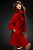 2011 春 新 韓版女裝燈籠袖立領雙排扣毛呢大衣 紅色毛呢外套